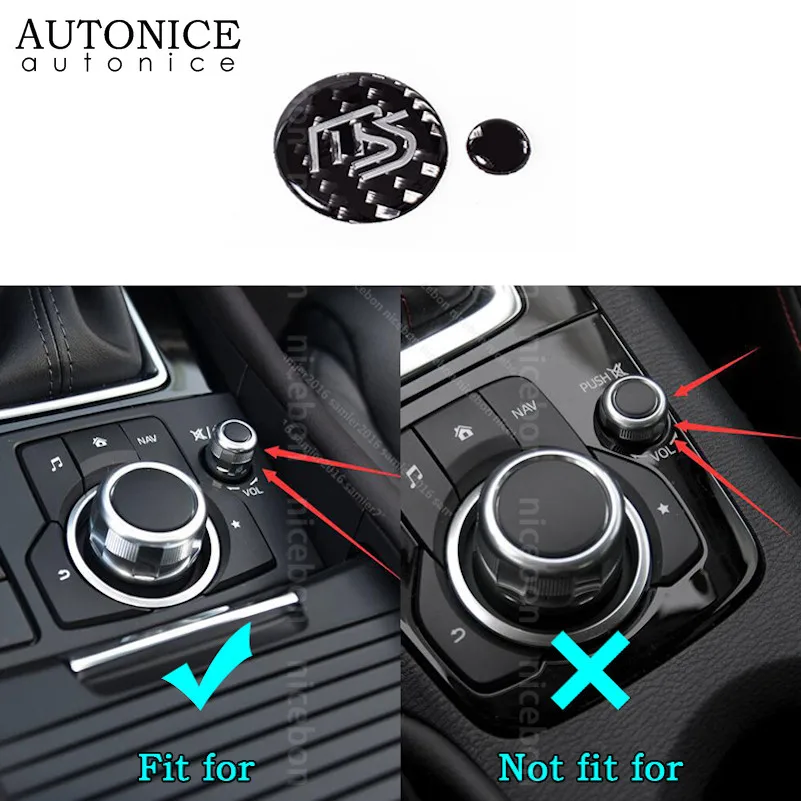 True carbon fiber Parts knob volume button Trim fit for Mazda6 Mazda3 CX-9/CX-5/CX-8/CX5/CX8/CX9