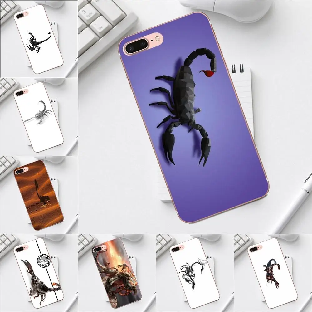 Qdowpz ТПУ чехлы Скорпион мультфильм черная кожа для iPhone X XS Max XR 4 4S 5 5C SE 6 6S 7 8 Plus Galaxy A3