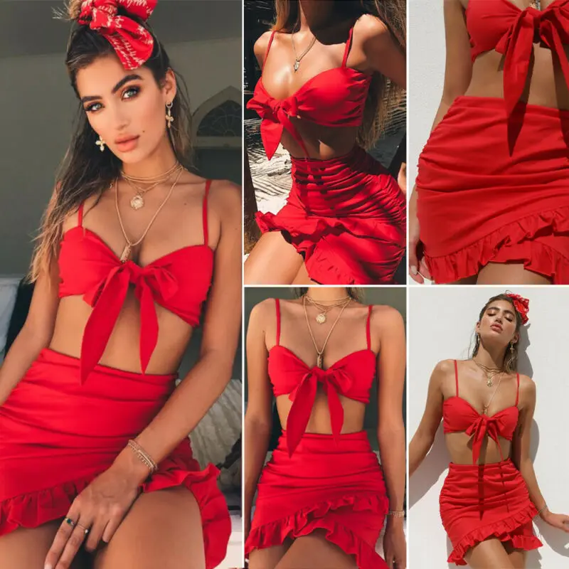 

UK Women 2PCS Bodycon Two Piece Crop Top and Skirt Set Bandage Dress Party