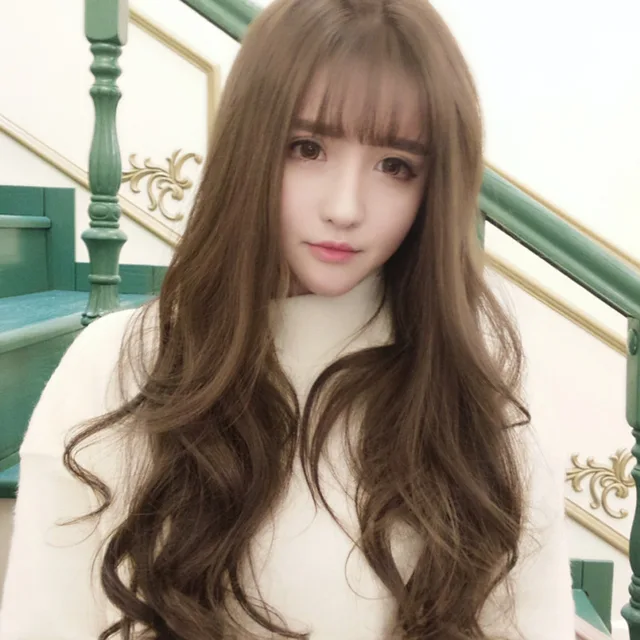 korean version of burst models fashion temperament bangs long curly