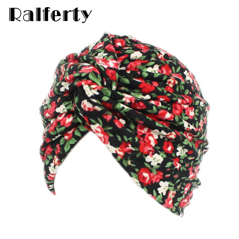 

Ralferty 1940s Flower Turban Hat Soft Twist Chemo Hats Women Head Covering Stretch Haar Hair Accessories Skullies Beanies JD211