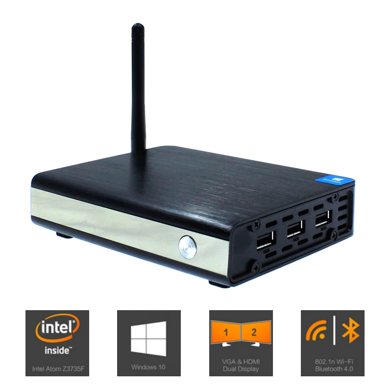 Industrial Computer Mini PC of Windows 10/8.1 2GB/32GB VGA/HDMI Mini PC Quad Core WiFi BT4.0 Lower Power Consumption Mini PC