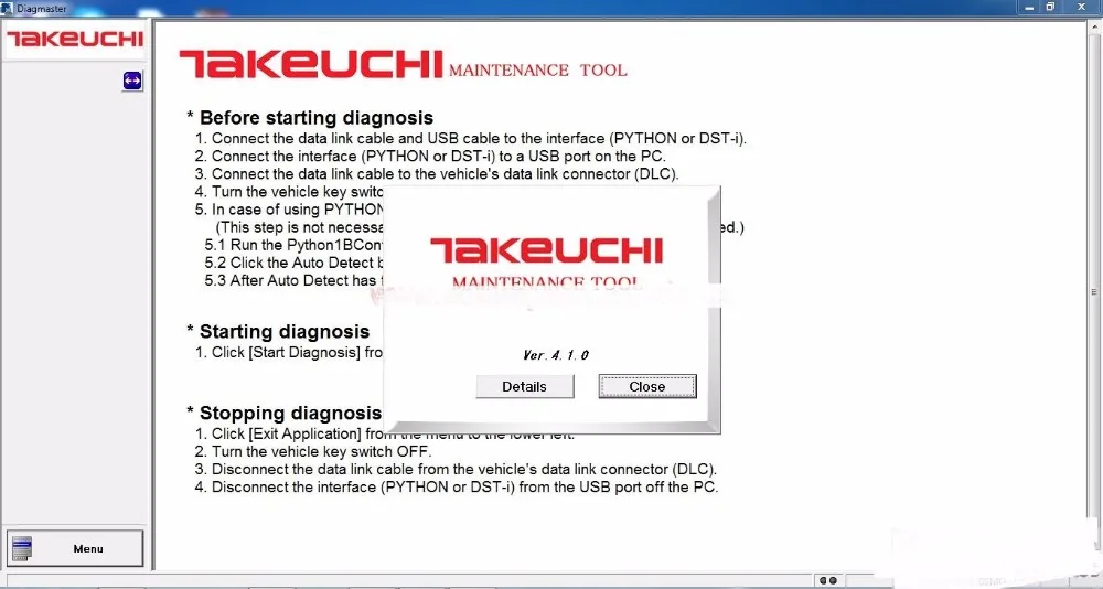 Takeuchi Diagmaster инструмент для обслуживания двигателя 4.1.0|engine tools|tool servicetools engine |