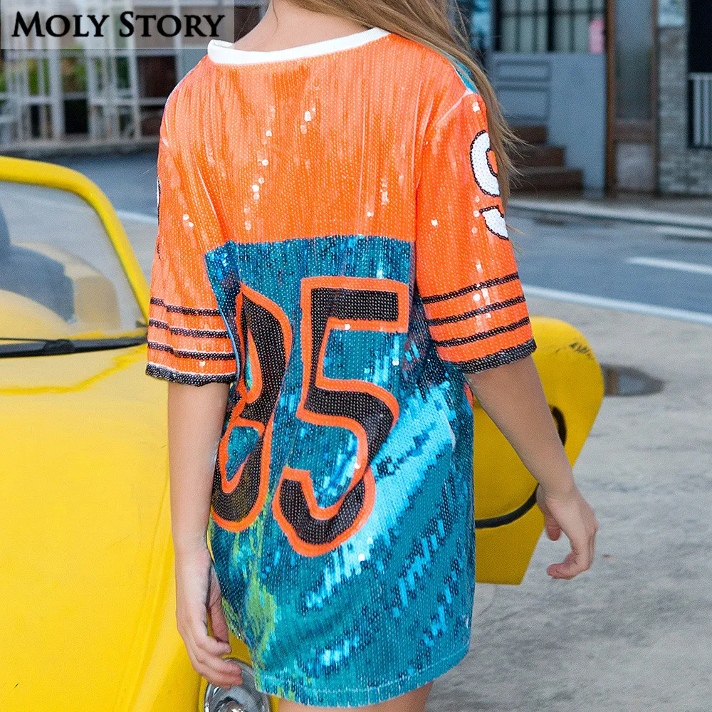 الترتر الأعلى النساء الورك البوب المتضخم تي شيرت ليلة نادي الرقص ارتداء