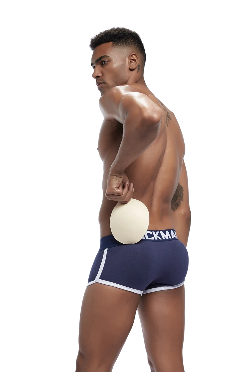 Бренд jockmail сексуальное мужское нижнее белье усиление выпуклости мужские боксеры включает в себя накладка на пенис и бедра ягодицы двойной Съемный бюстгальтер пуш-ап