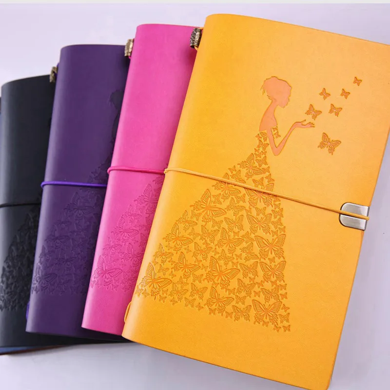 Pretty Lady Vintage Travelers Notebook Diary Notepad PU Leather Literature Note Book Paper Journal Planners School Stationery 1