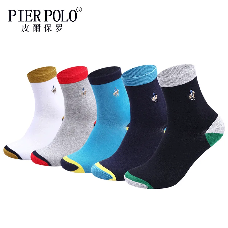 PIERPOLO Для мужчин носки 5 пар/лот модные брендовые хлопковые носки calcetines Лето счастливые мужские носки платье с вышивкой носки