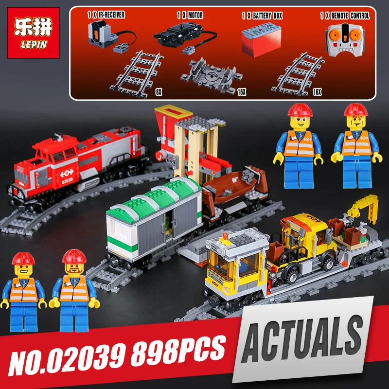 

Lepin 02039 City Series Red Cargo Train Set Compatible Legoing 3677 Model Building Blocks Brick Children Toy Christmas Gifts