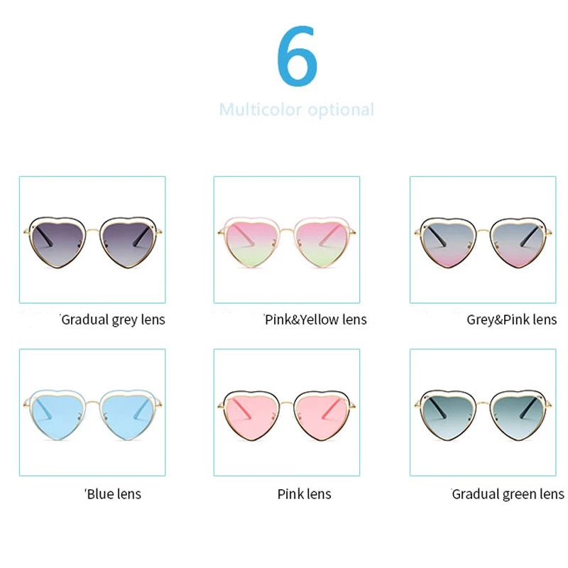 LongKeeper поляризационные солнцезащитные очки для детей в форме сердца солнцезащитные очки с чехлом для детей, с застежкой на двойную металлическую оправа градиентные очки UV400