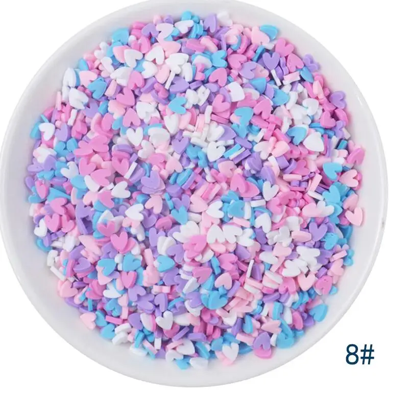 50g/lot Cute Hot Selling Clay Sprinkles, Colorful Heart Five Star Bow Candy Sprinkles for Crafts Making Slimediy - Цвет: 8