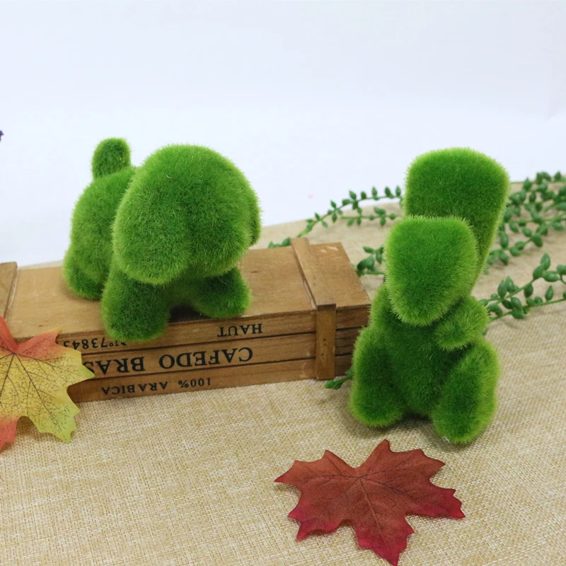 JAROWN Artificial Green Flocking Grass Plush Small Animal Simulation Fake Animal Home Decor Cute Gift Storefront Window Display (4)