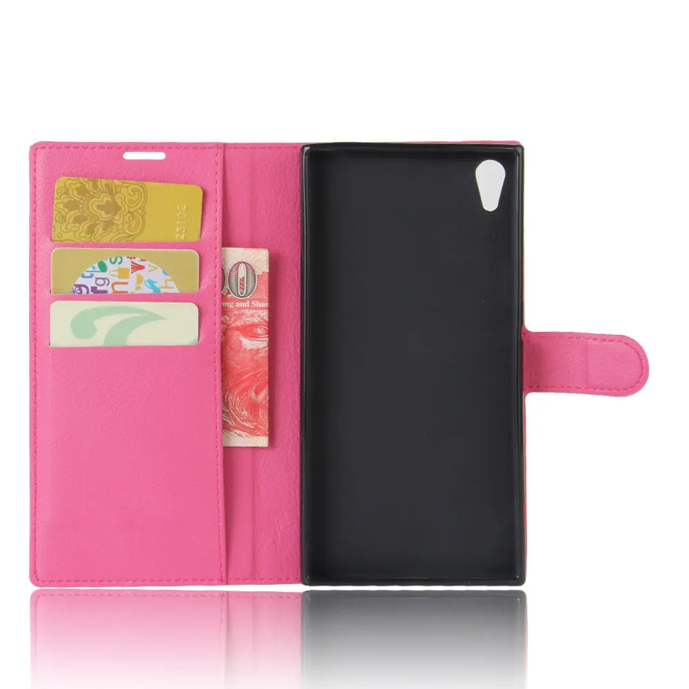 10pcs/lot Lichi grain wallet PU Leather stand+TPU Cover Case with card slot For Sony Xperia L1 / XA1 Ultra XZ Premium | Мобильные