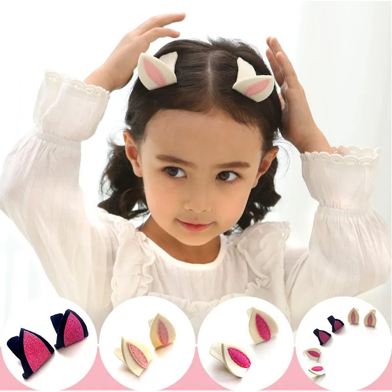 New Korea Stereo Cat Ears Hair Clips Sparkling Rabbit Ears Hairpin