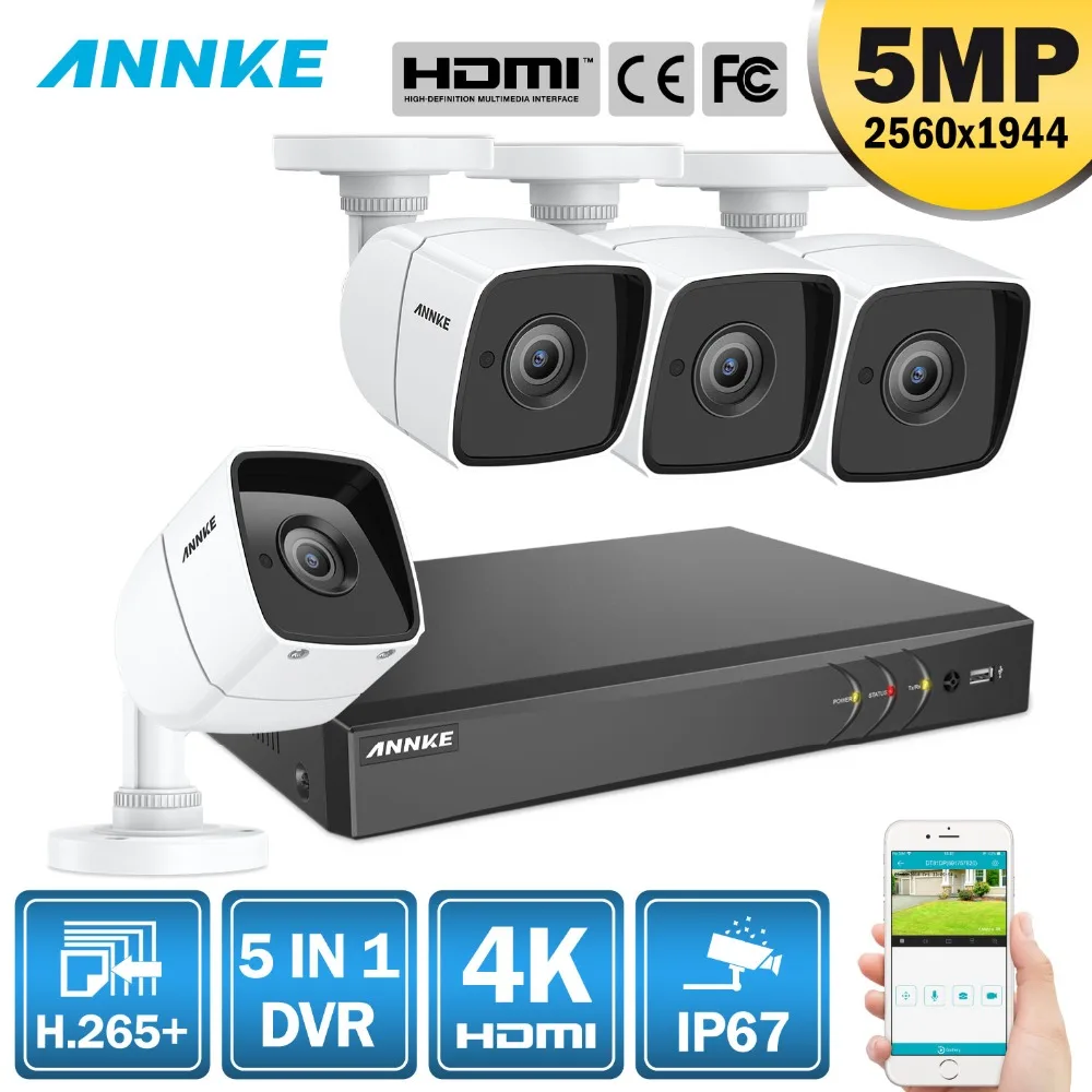 

ANNKE 8CH 5MP 5IN1 Ultra HD CCTV Camera System H.265+ With 4PCS 5MP TVI Bullet Weatherproof White Security Surveillance System