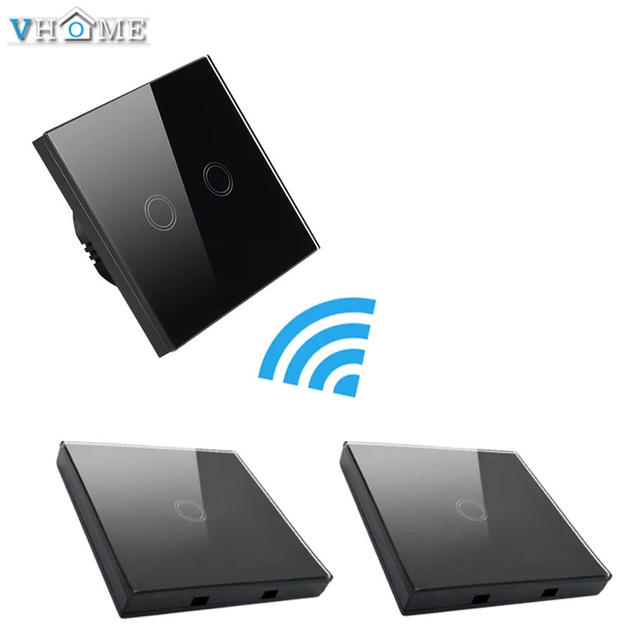 touch switch 2 remote control black 2gang