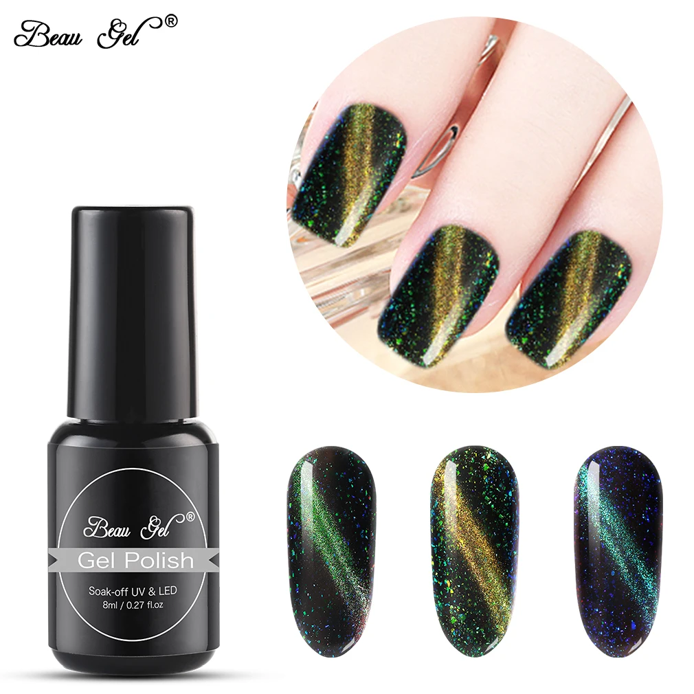 

Beau Gel 8ml Galaxy Magic Cat Eye Gel Nail Polish Soak Off UV LED Glitter Magnetic Gel Polish Semi Permanent Gel Varnish Lacquer