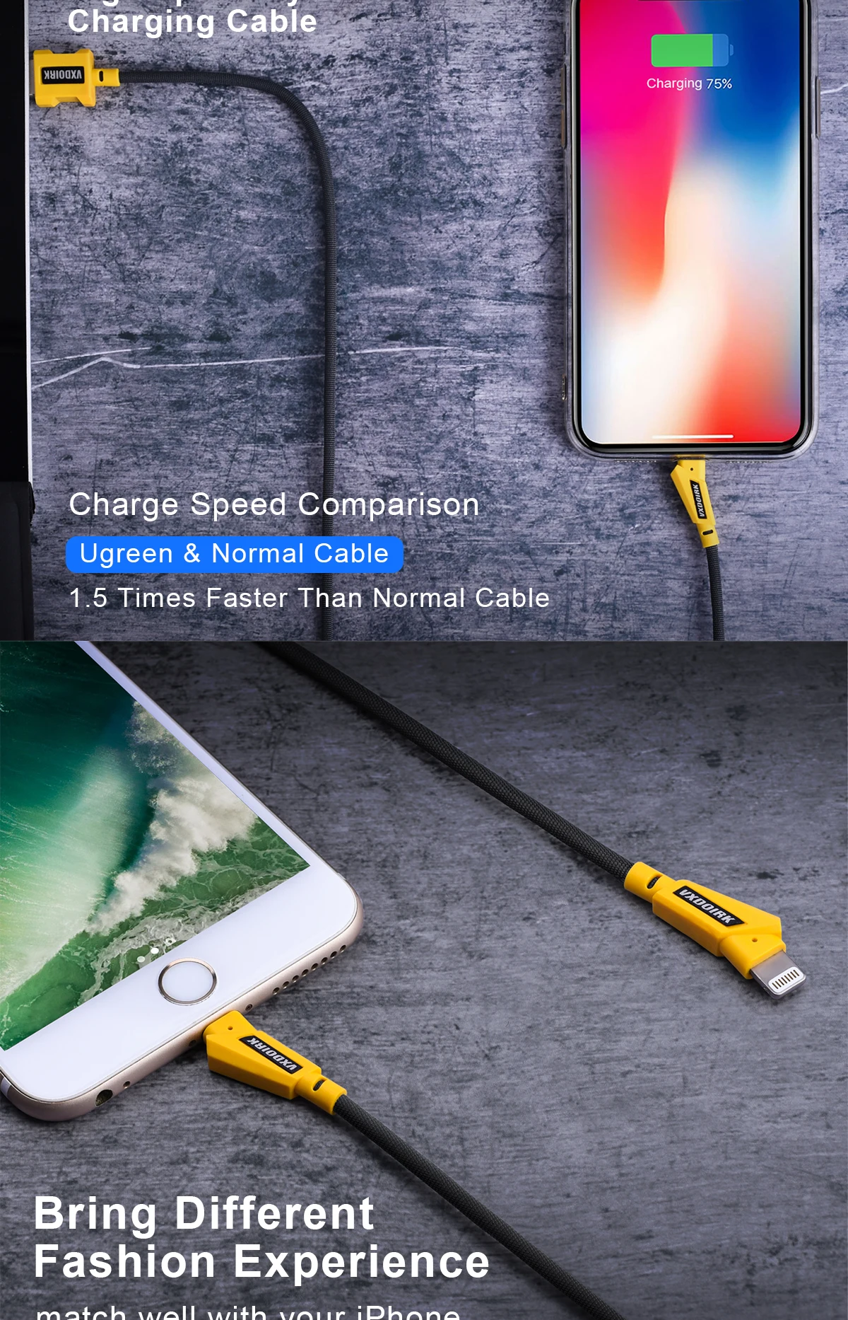 Vxdoirk MFi кабель USB для iPhone X Xs X Max XR 2.4A кабель для iPhone 8 7 6 Plus