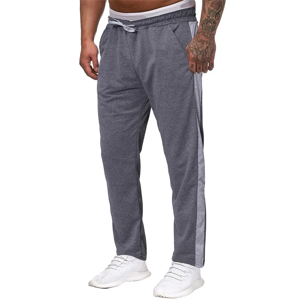 Men Splicing Printed Overalls Casual Pocket Sport Work Casual Trouser Pants pantalones hombre streetwear joggers sweatpants