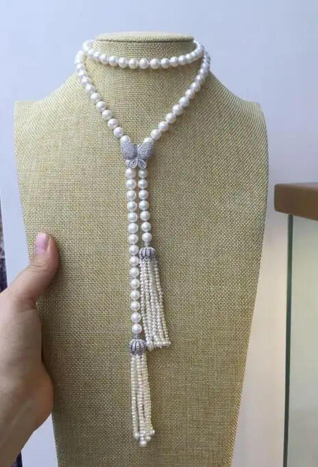 

new design single strand 9-10mm south white pearl necklace 42