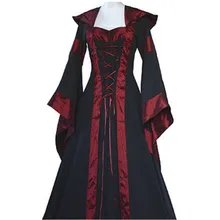 2018 nuevo vestido Retro Vintage de manga larga de algodón Medieval vestidos renacentista victoriano D1