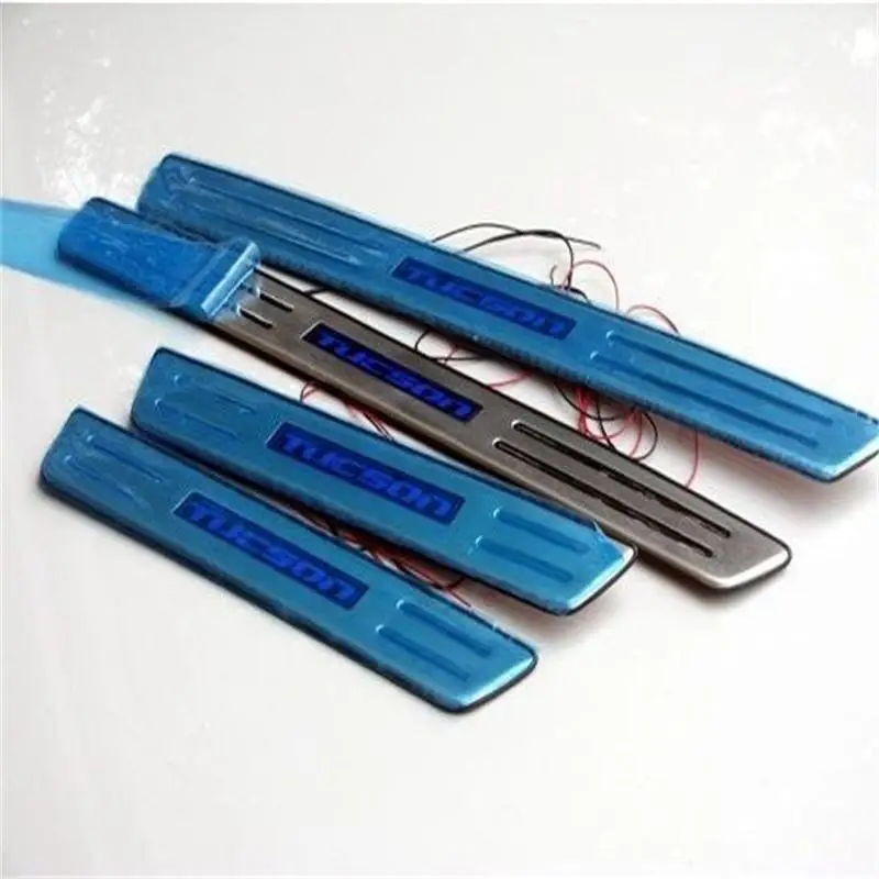 With Blue LED light High quality stainless steel Scuff Plate Door Sill car styling For 2005