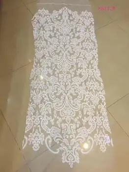 

African Lace Fabrics white High Quality 5 Yards/lot For Wedding L-3141 embroidered Tulle Lace Fabric