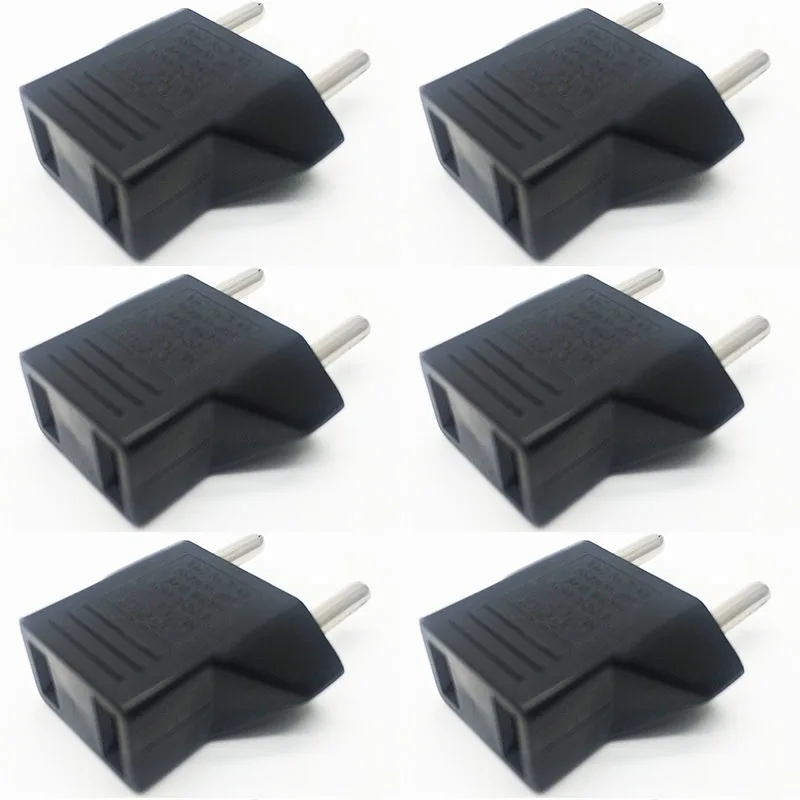 6pcs lot Portable EU Adapter Plug USA to Euro Europe Wall Power Charge Outlet Sockets US