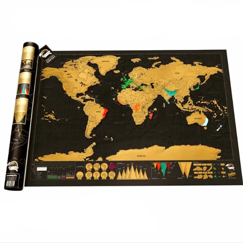 

Deluxe Erase Black World Map Scratch off World Map Personalized Travel Scratch Room Home Decoration Wall Stickers Christmas