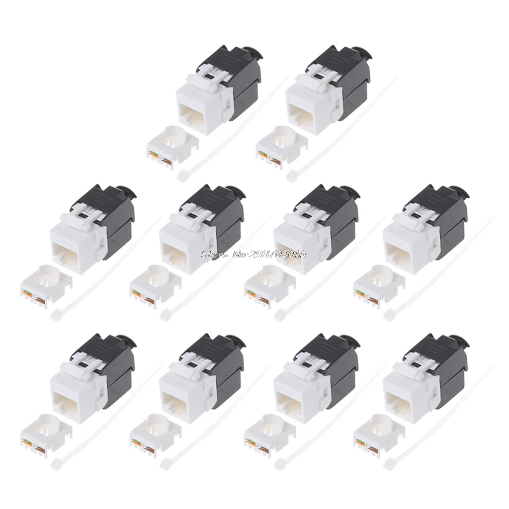 

10pcs Gigabit RJ45 CAT6 Keystone Jacks Modules Tool-free Connection Cable adapte