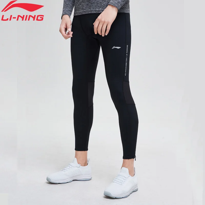 Li-Ning, мужские профессиональные колготки, дышащие, светоотражающие, 78% нейлон, 22% спандекс, подкладка, спортивные штаны, обтягивающие брюки, AULN035 MKY382