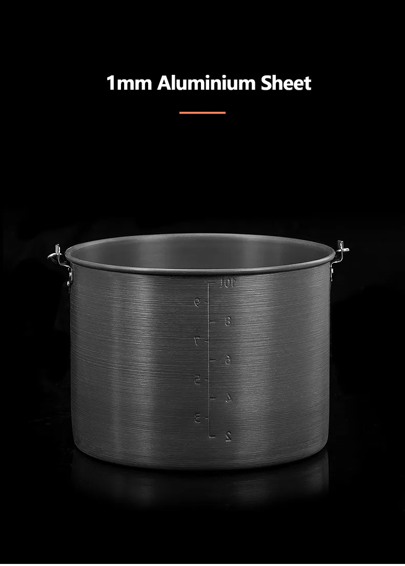 Pote de Liga de Alumínio Portátil para Piquenique Naturehike Ourdoor Cozinhar Grande Capacidade Pendurado Pote Utensílios 10l 9 Louça para ar livre