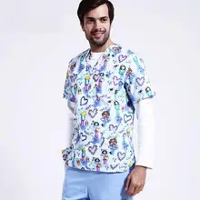 Ветеринарная больница для женщин и мужчин Рабочая медицинская Униформа полиэстер хлопок с принтом удобные наборы скрабов