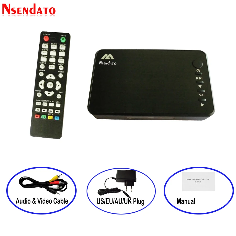 Mini medios Full HD reproductor multimedia Reproducción automática 1080 disco duro externo USB repr