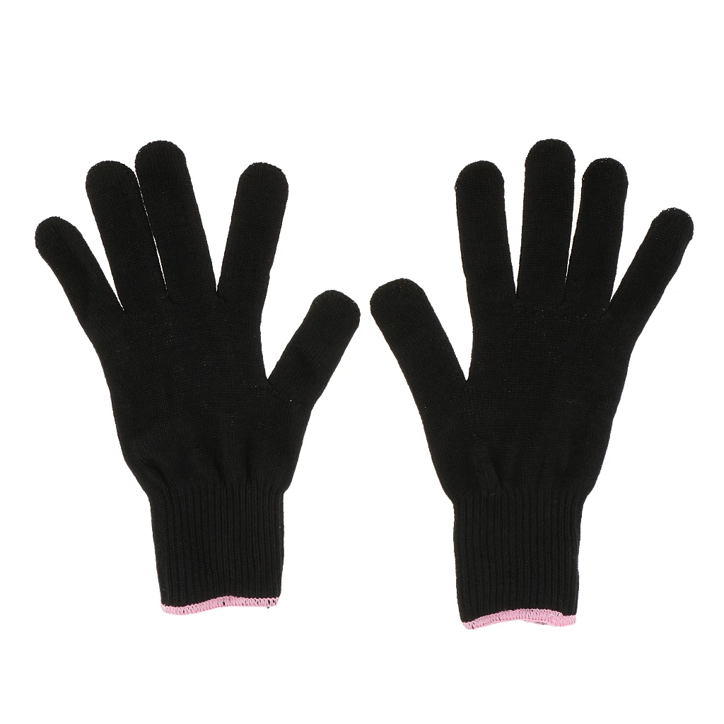 1 Pair Heat Resistant Gloves Hand Protection For Curling Flat Straightener Iron Black