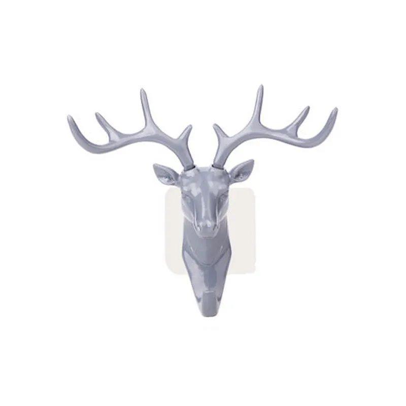 Retro creativity Wall Hook Keys Rack Deer Animal Head Antlers Home Hanging Clothes Hat Scarf Hooks Home Living Room Decor - Цвет: 02