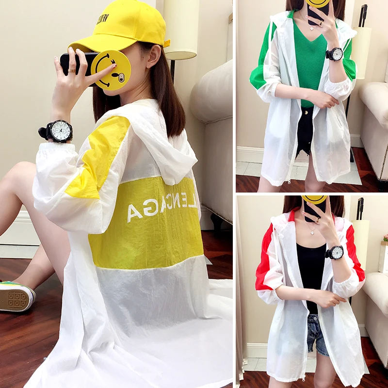 2019 3XL الصيف النساء عارضة Sunproof لل سترة خياطة المرأة البلوزات طويلة الأكمام مقنعين أبلى معطف الخريف جاكيتات 2019 3XL الصيف النساء عارضة Sunproof لل سترة خياطة المرأة البلوزات طويلة الأكمام مقنعين أبلى معطف الخريف جاكيتات