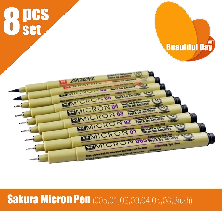 Оригинальное Высокое качество! 8 шт./лот Sakura Pigma Micron pen finliner 005 01 02 03 04 05 08 и Brush|sakura
