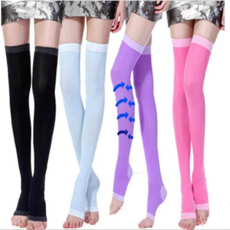 Women Pressure Sleep Socks Fashion Candy Colors Patchwork Slim Leg