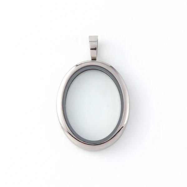 Vinnie Design Jewelry Oval Locket Glass Stainless Steel
