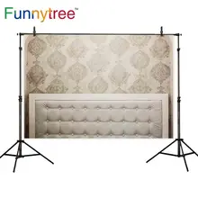 Funnytree fotografía backdrops headboard Damasco vintage madera celosía pastel de lujo interior de cuero fondo fotográfico