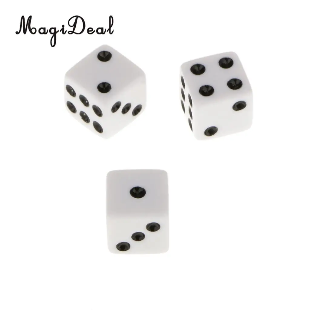 MagiDeal 12mm 50Pcs/Set Acrylic Six Sided Spot Dice for Table Game Party Games Dice Toys Gift 6Colors