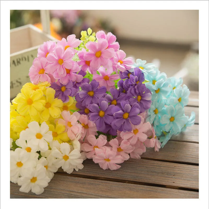 

1Pc Artificial Beam Fake Silk Daisy Flower Hydrangea Wedding Party Bouquet European Plastic Flowe Bride Home Decoration Flower,Q