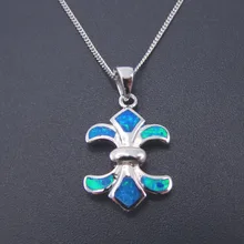 Серебряные ювелирные изделия Женская подвеска 925 пробы Серебряный кулон с голубым огненным опалом кулон ожерелье для матери подарок без цепи