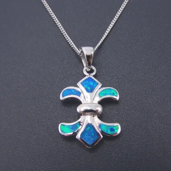 

Silver Jewelry Women Pendant 100% 925 Sterling Silver Pendant with Blue Fire Opal Pendant Necklace for Mother Gift Without Chain
