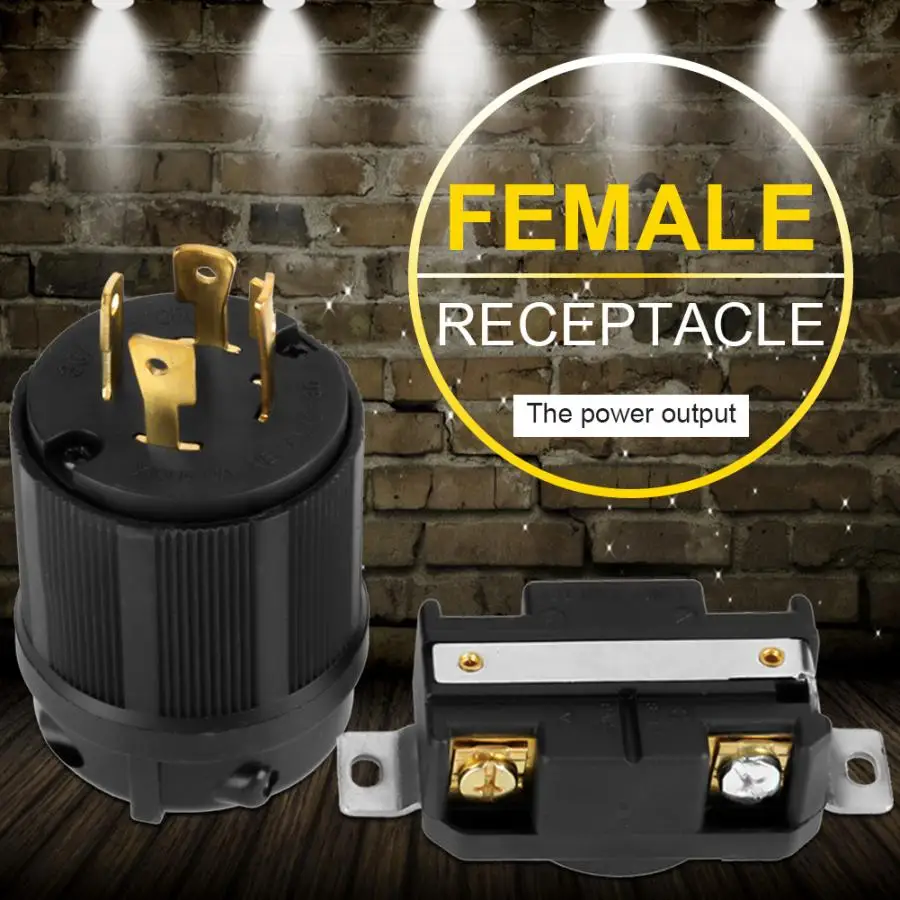 

Generator Parts 4 Pin NEMA L14-30 Generator Plug RV AC 125V-250V 30A Plug & Socket Male&Female Receptacle Set