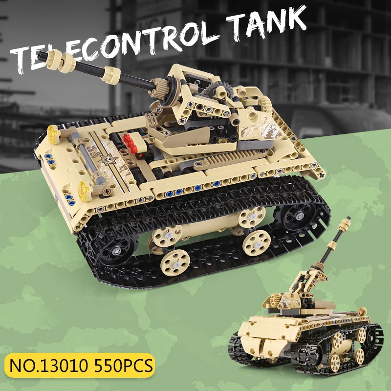 

550pcs Military Weapon the Light Crawler RC Tank Set War Toys Building Blocks compatible with legoinglys Technic Children Toy