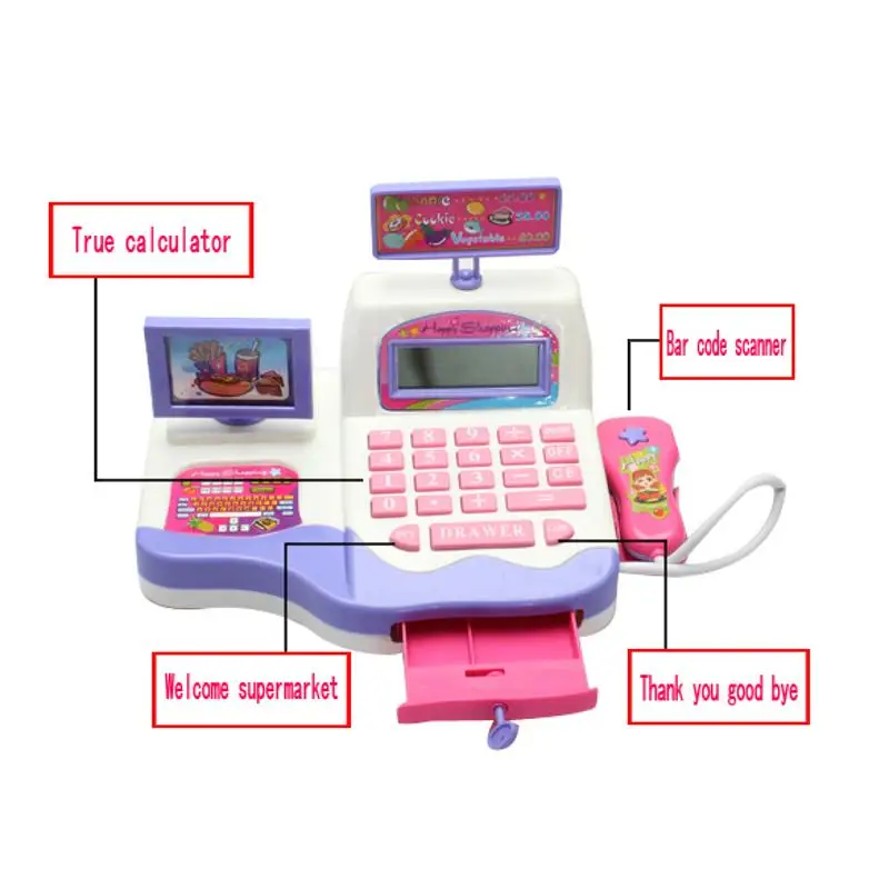 Cash Register Toy Supermarket Toy Display and Scanning Function Kid Education High Quality