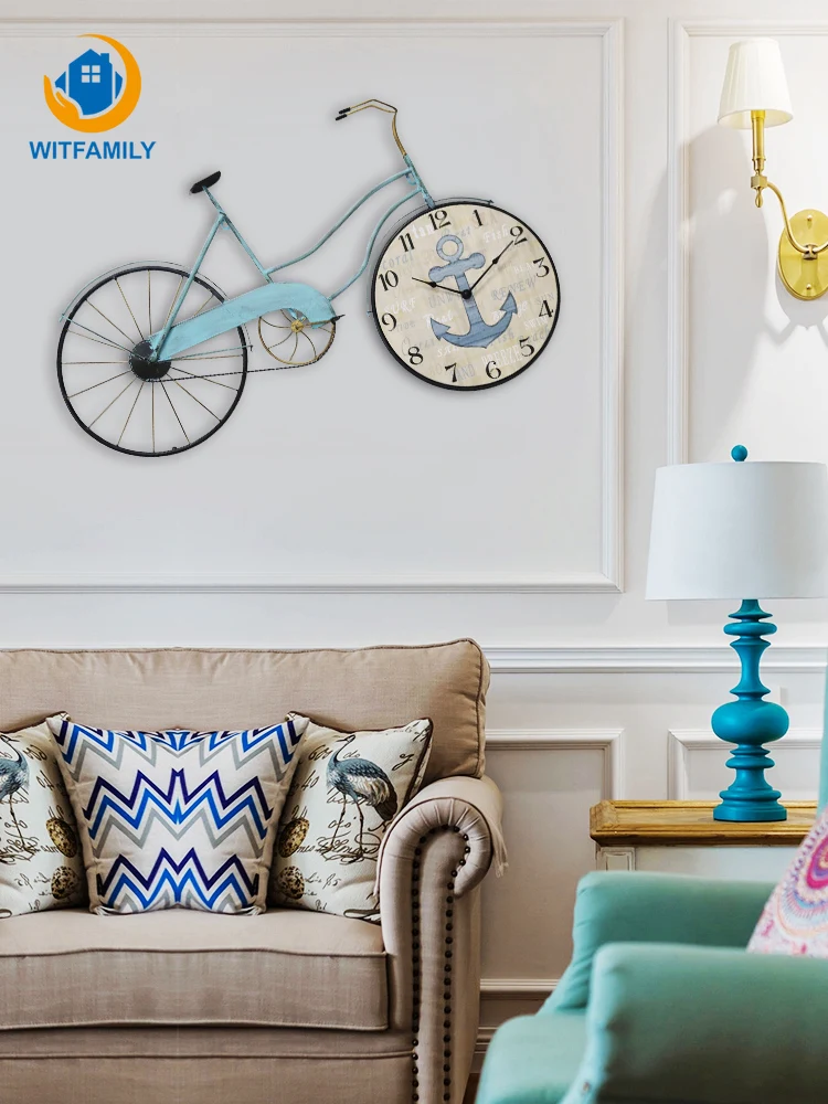 

Bicycle Quartz Clock European Clock Creative Silent Clock Living Room Nordic Personality Retro Wall Clock Decorations