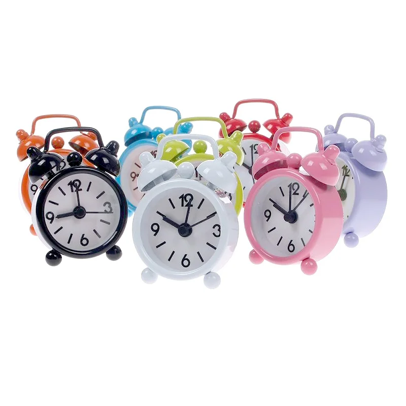 New Home Outdoor Portable Cute Mini Cartoon Dial Number Round Desk Alarm Clock(Random Color | Дом и сад