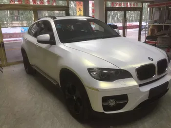 

Premium pearlescent white to gold satin vinyl Vehicle Car Wrap Sticker skin air bubble Free PROTWRAPS film :1.52*20M/Roll